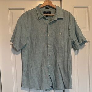 Even Tide Men's Aqua Short Sleeve Button Down Shirt Size Large